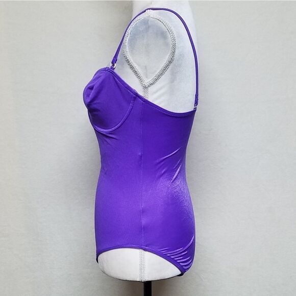 VINTAGE 70s Purple Underwire Maillot Swimsuit - Picture 6 of 11